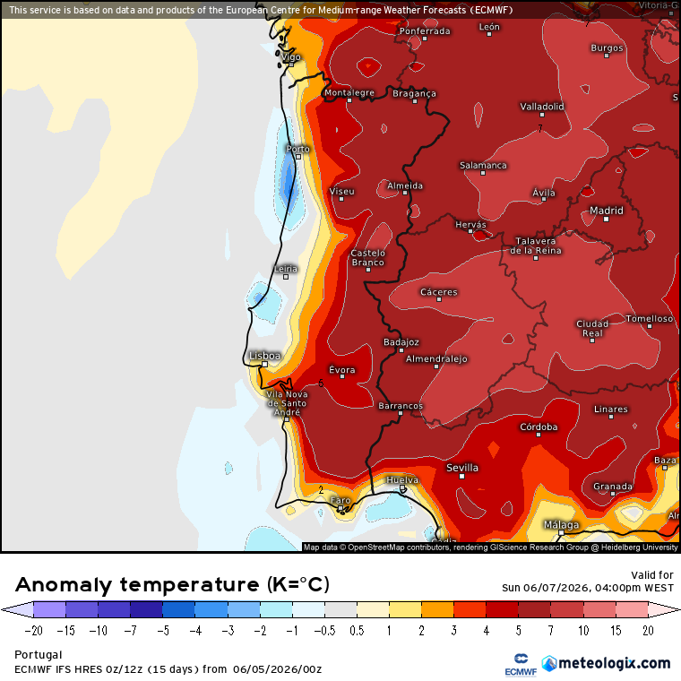 As temperaturas voltam a ficar acima da média no domingo em especial no Interior