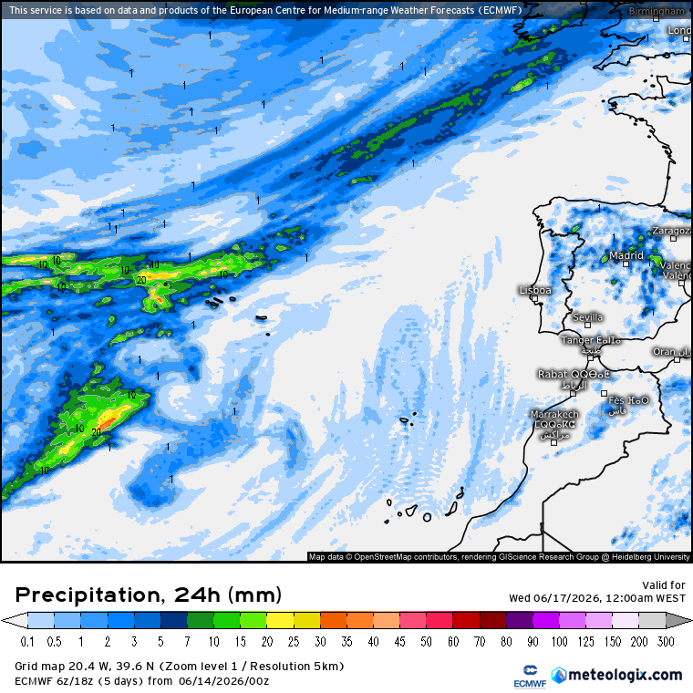 Reforço do anticiclone em direção à Europa, mas será que persistem as trovoadas? Frente fria nos Açores! Confira a previsão do tempo na terça, 16 de junho de 2026 Chuva nos Açores, aguaceiros fracos na Madeira, trovoadas no Continente (?)