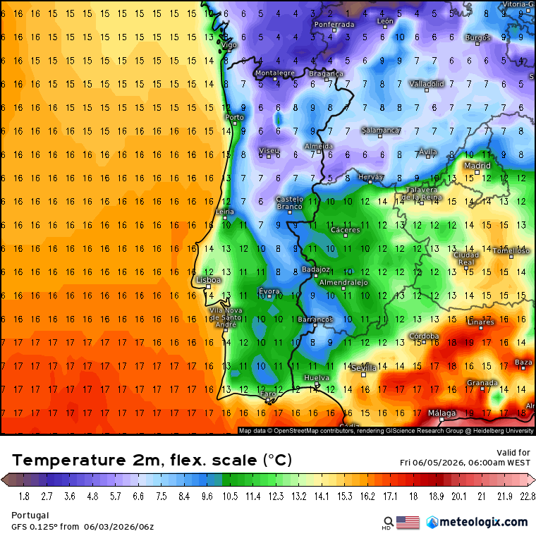 Temperaturas localmente abaixo de 5ºC no Norte do país nesta sexta