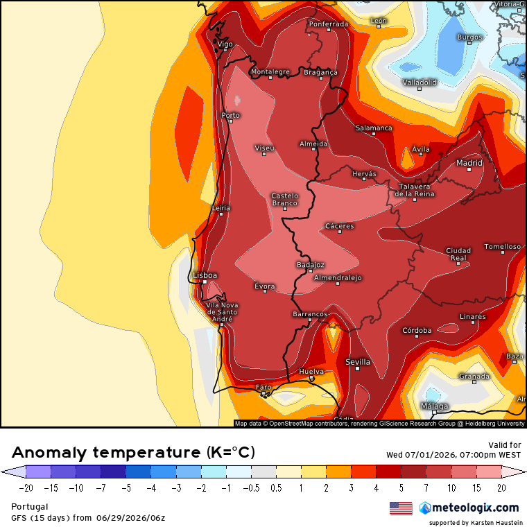 Começa a onda de calor, com todo o país sob aviso - saiba como será o tempo na quarta, 1 de julho, na sua região! Anomalias de temperatura - calor em todo o país, mas vai ficar pior nos próximos dias