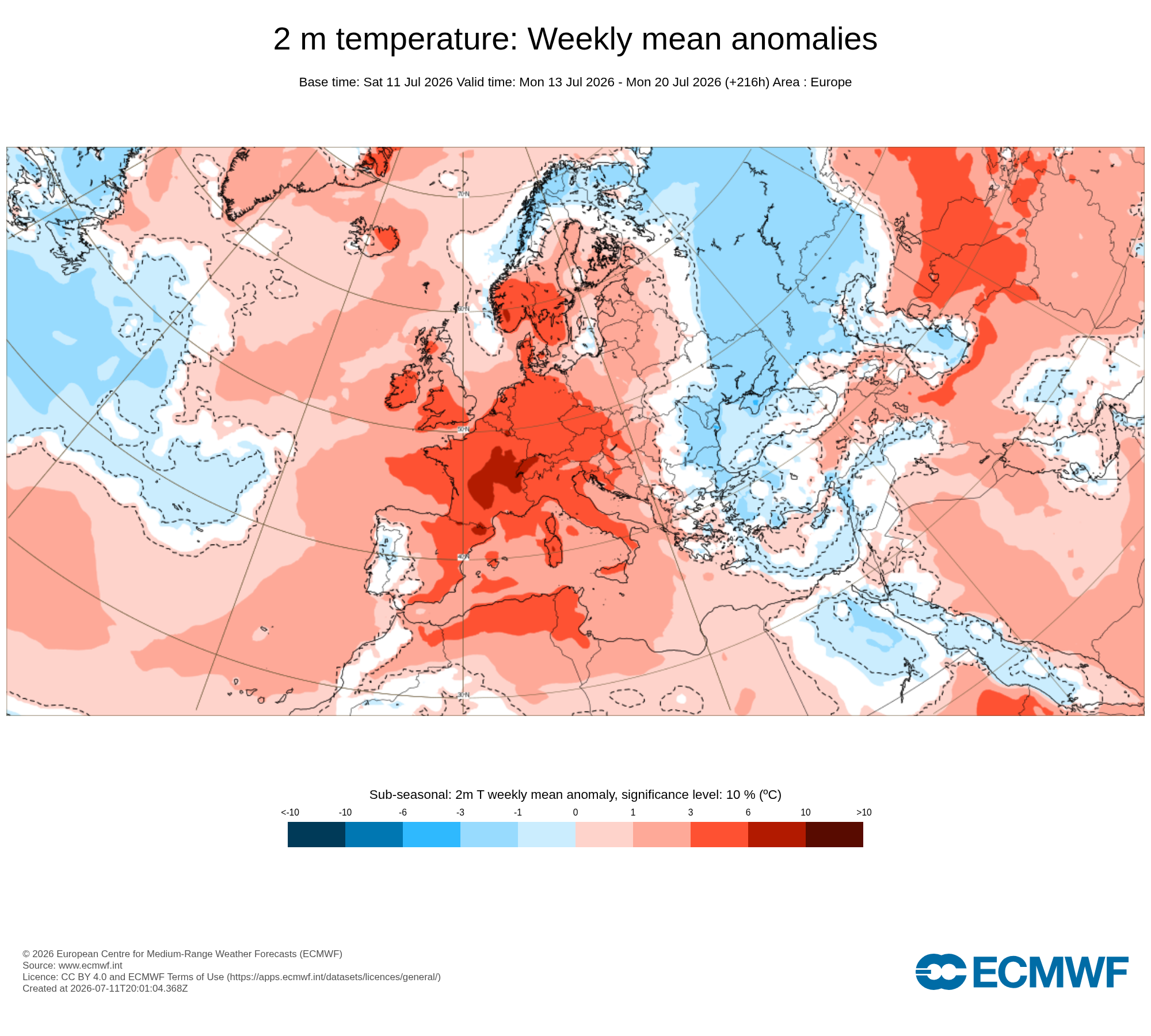 Depressões nas proximidades continuam a empurrar o ar quente para leste - mudança repentina para dia 18? Saiba a previsão do tempo esta semana, 13 a 19 de julho As cartas ECMWF mostram temperaturas ligeiramente abaixo da média nos Açores e Continente, e uma onda de calor severa em França... Pode haver alterações