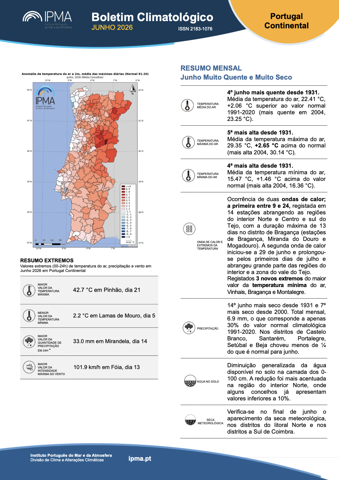 Seca de regresso depois do 4º Junho mais quente em registo! Saiba a análise climática, e antevisão dos próximos meses! Seca de regresso, num mês extremamente quente!