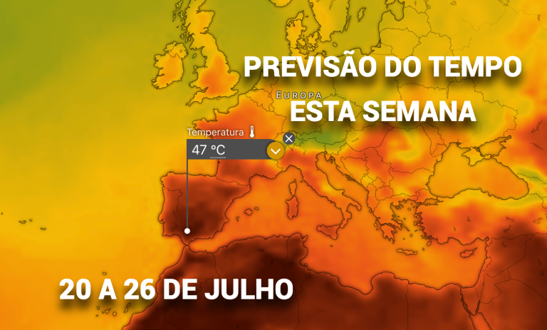 Crista anticiclónica traz 40ºC a algumas regiões de Portugal, e um onda de calor histórica a Espanha – Saiba a previsão do tempo esta semana, 20 a 26 de julho de 2026 Crista anticiclónica traz 40ºC a algumas regiões de Portugal, e um onda de calor histórica a Espanha - Saiba a previsão do tempo esta semana, 20 a 26 de julho de 2026