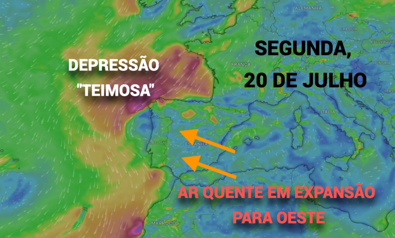 Depressão “teimosa” continua a influenciar Portugal, mas já aquece um pouco – previsão do tempo na segunda, 20 de julho de 2026 Depressão "teimosa" continua a influenciar Portugal, mas já aquece um pouco - previsão do tempo na segunda, 20 de julho de 2026