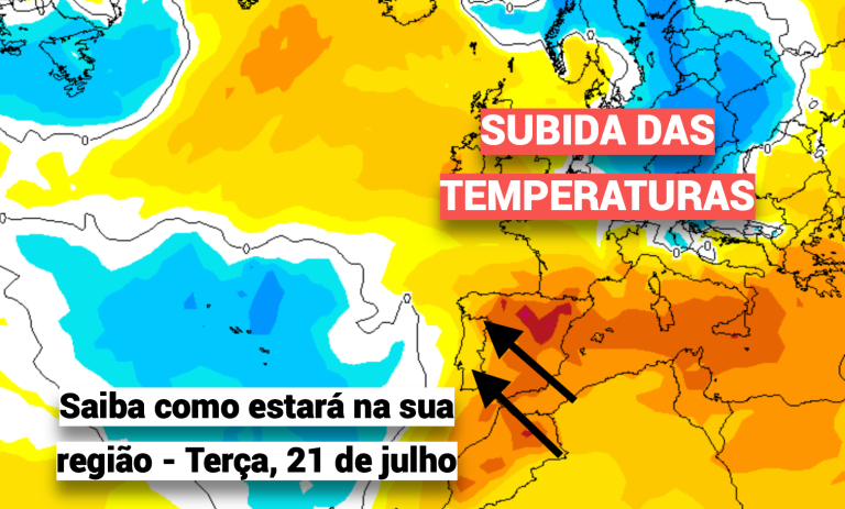 Subida das temperaturas – saiba o que esperar na sua região – tempo na terça-feira, 21 de julho de 2026 Subida das temperaturas - saiba o que esperar na sua região - tempo na terça-feira, 21 de julho de 2026