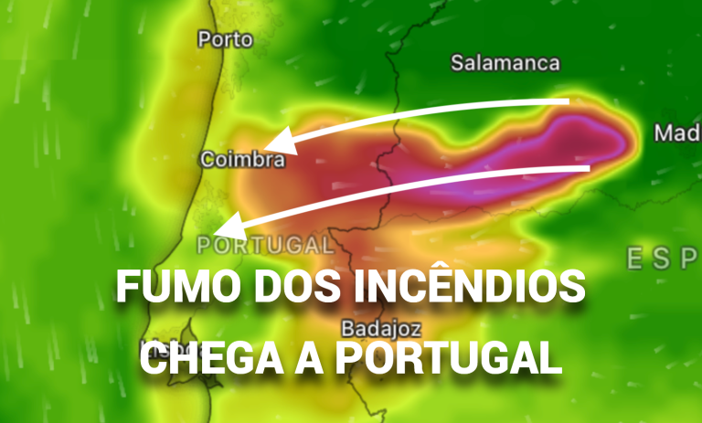 Fumo dos incêndios de Espanha vai chegar a Portugal com a lestada – Saiba as zonas afetadas, e os riscos associados Fumo dos incêndios de Espanha vai chegar a Portugal com a lestada - Saiba as zonas afetadas, e os riscos associados