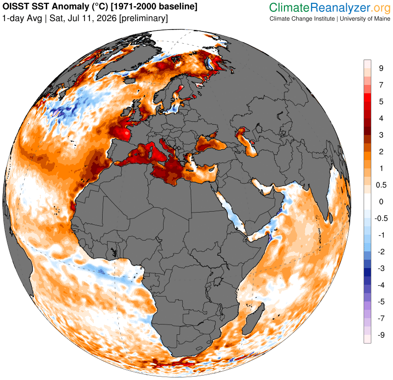 Costa de vários países com água "a ferver" devido a um fenómeno severo - o que se passa, e quais as consequências desta onda de calor marinho? As costas Europeis têm, neste momento, as anomalias de temperatura marítima mais elevadas no planeta