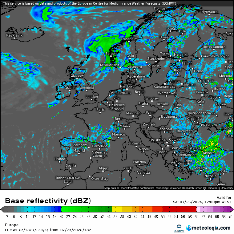 Tempestades no fim-de-semana no Sul da Europa, e a pior onda de calor do Verão de seguida - os extremos do clima... Instabilidade\tempestades - evolução do mau tempo na Europa entre sábado e segunda-feira (ECMWF)