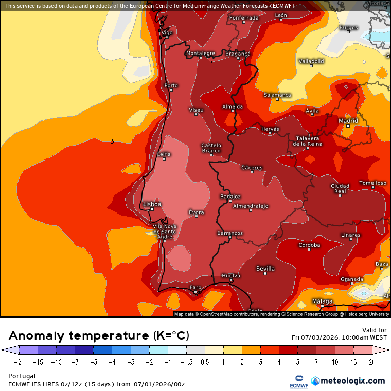 O vento de Nordeste empurra o calor para o litoral, em direção ao mar, fazendo deste um dia com anomalias de temperatura extraordinárias no litoral