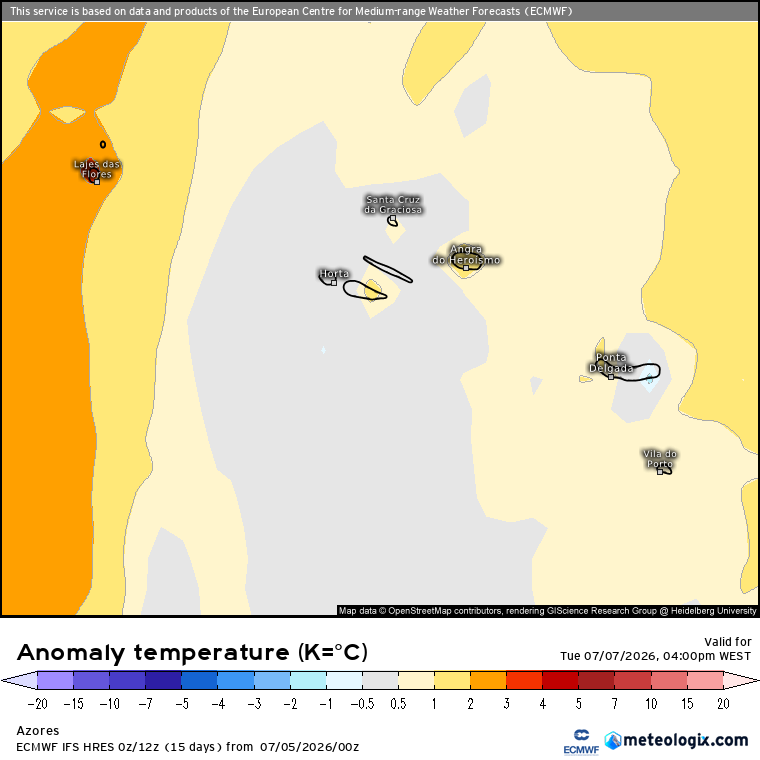 Nevoeiros persistentes e frescura - em 48H alguns locais registam menos 20ºC - saiba a previsão do tempo na terça, 7 de julho Temperaturas bem acima da média, em especial nas Ilhas do Grupo Ocidental dos Açores