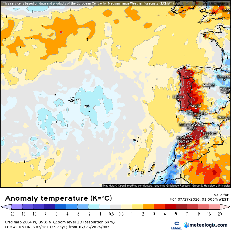 Dorsal africana instala-se, e boa parte do país sobe para os 40 graus - saiba a previsão do tempo na segunda, 27 de julho 2026 Temperaturas acima da média em Portugal Continental e Madeira - exceção nos Açores...