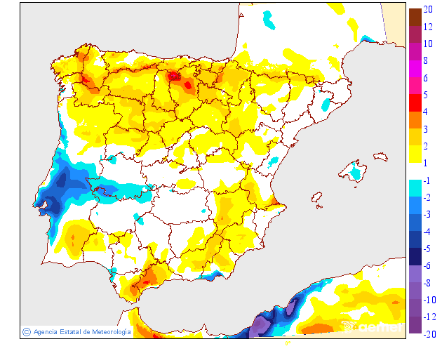 Variações regionais, contudo a maior parte do país já regista menos calor na terça, sobretudo a partir do meio da tarde