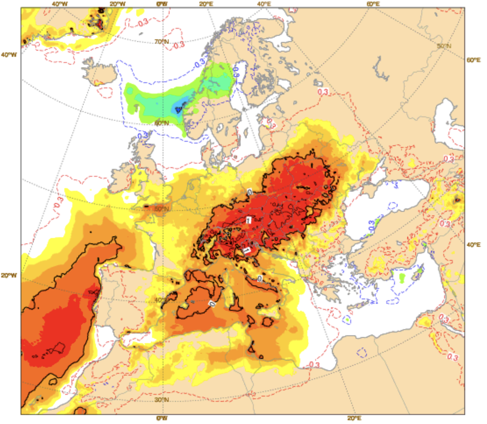 Índice de extremos EFI ECMWF