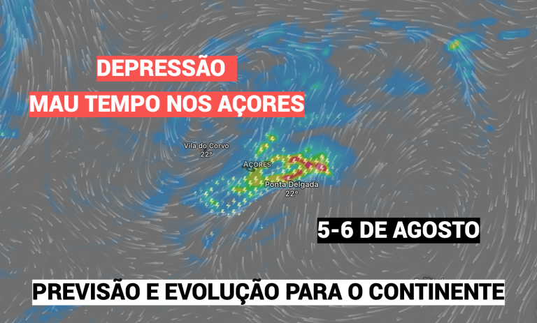 Depressão afeta Açores entre quarta e quinta (5-6 de agosto), com risco de inundações Depressão afeta Açores entre quarta e quinta (5-6 de agosto), com risco de inundações