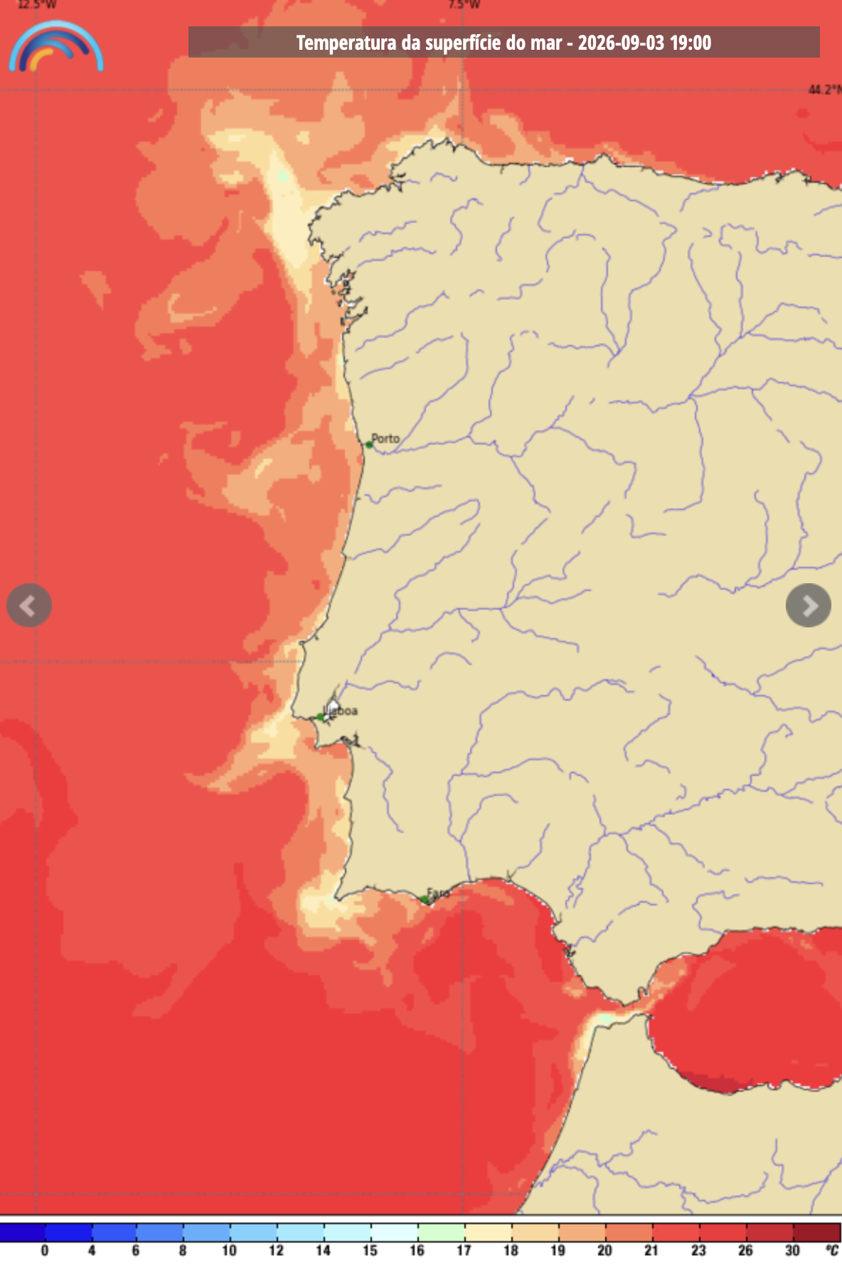 A temperatura do mar mais baixa na Costa Sul do Algarve do que na Costa Ocidental tem sido notória neste Verão, e vai continuar