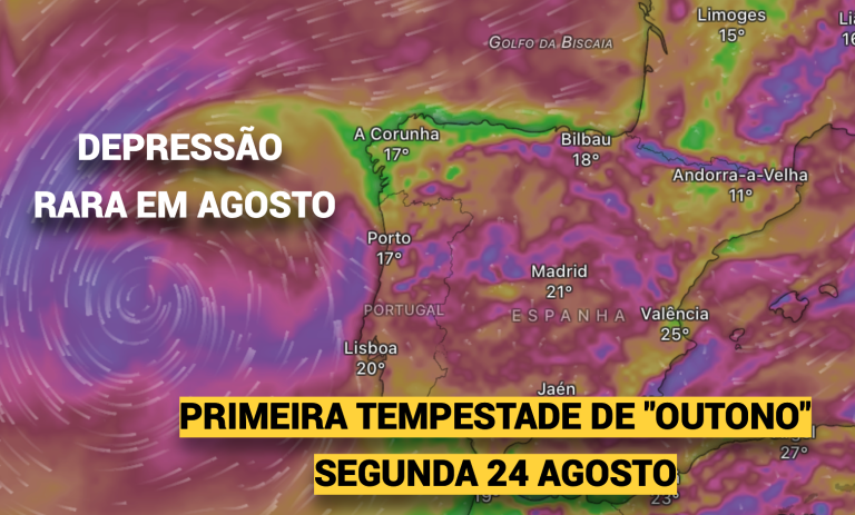 Primeira tempestade outonal chega a Portugal – depressão rara marca o tempo na segunda-feira no nosso território Primeira tempestade outonal chega a Portugal - depressão rara marca o tempo na segunda-feira no nosso território