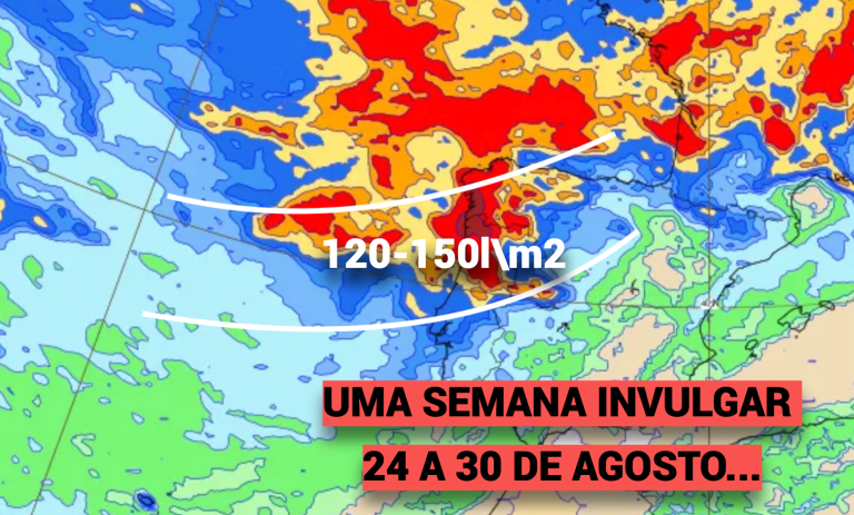 Muita chuva e vento em Portugal (mais de 130 litros por metro quadrado) com frentes atlânticas sucessivas – saiba a previsão do tempo esta semana, 24 a 30 de agosto Muita chuva e vento em Portugal (mais de 130 litros por metro quadrado) com frentes atlânticas sucessivas - saiba a previsão do tempo esta semana, 24 a 30 de agosto