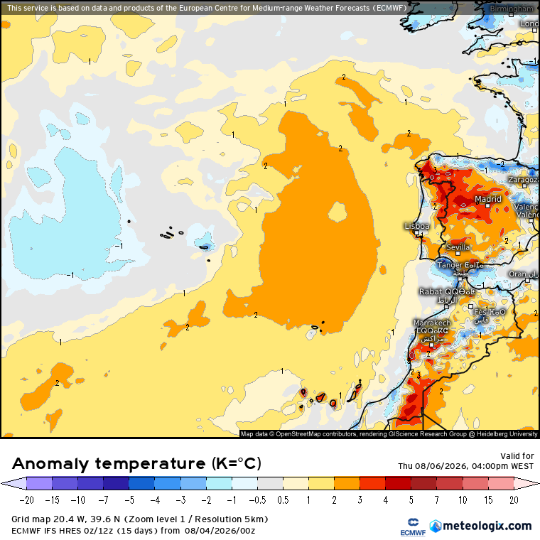 Tempo na quinta, 6 de agosto - Calor volta a apertar, mas com muito vento! - Será que vem para ficar? Temperaturas acima da média no Interior continental e Madeira, dentro da média nos Açores