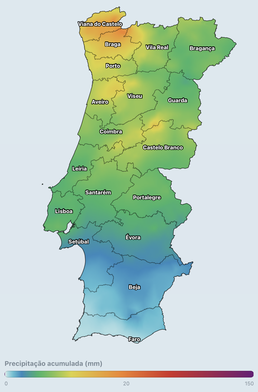 Trovoadas e chuva nos próximos dias, com uma frente fria bastante ativa... mas parece que o Verão pode voltar depois! Análise e resumo semanal, 28 de setembro a 4 de outubro Chuva acumulada prevista esta semana, em grande parte resultante da passagem da superfície frontal enter terça e quarta
