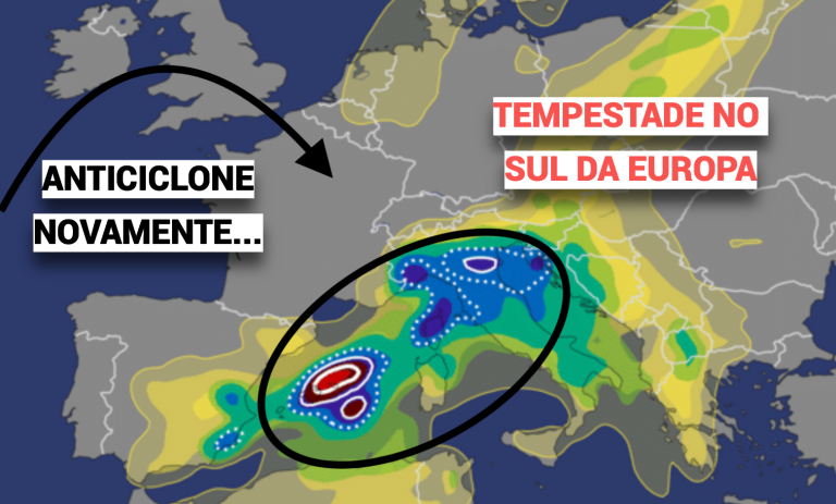 Tempo na quarta, 9 de setembro: descida das temperaturas após a passagem de uma frente Atlântica… mau tempo na Europa!