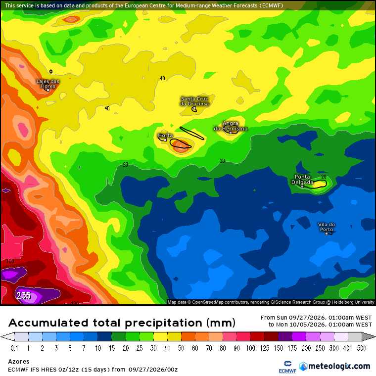 Trovoadas e chuva nos próximos dias, com uma frente fria bastante ativa... mas parece que o Verão pode voltar depois! Análise e resumo semanal, 28 de setembro a 4 de outubro Acumulados totais de precipitação algo significativos para os Açores esta semana