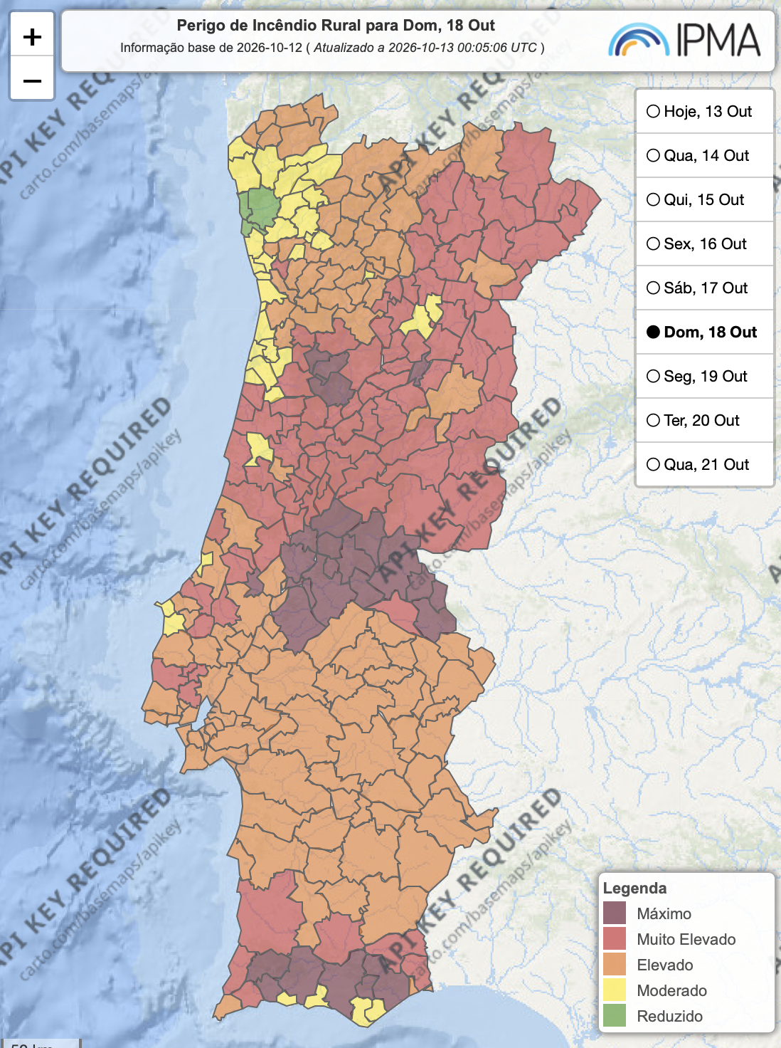 Outono, onde? - calor até 35ºC em Portugal, seguido de vento forte e risco máximo de incêndio O IPMA mostra risco máximo de incêndio calculado para o fim-de-semana... já na segunda quinzena de outubro