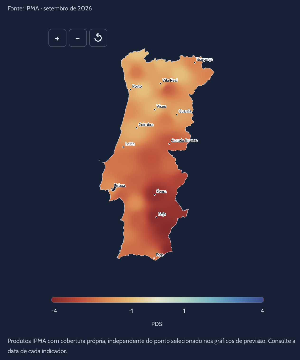 Em setembro de 2026 todo o território se encontrava em seca
