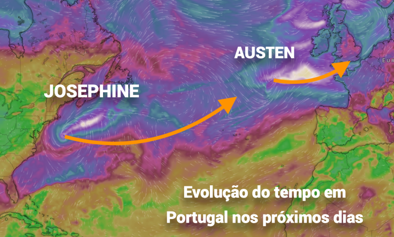 Austen traz chuva a Portugal, enquanto a tempestade Josephine deve afetar os Açores... depois? calor no fim de outubro....