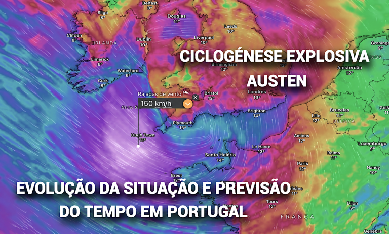 Ciclogénese explosiva em formação no Atlântico - Austen - A chuva regressa a Portugal nesta terça, mas o anticiclone resiste