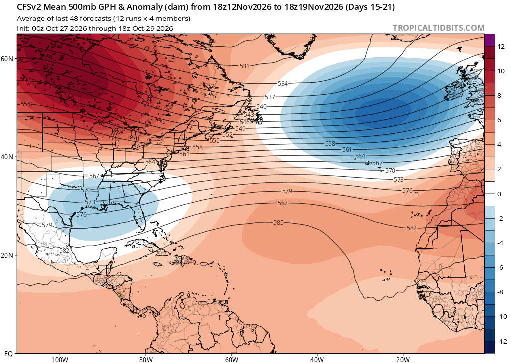 Fim-de-semana com tempo quente, mas um aquecimento súbito da estratosfera trará mudanças na próxima semana - saiba os detalhes! O modelo CFSv2 também "vê" o enfraquecimento do anticiclone, mas ainda assim o mesmo ainda "espreita". Vamos ver!