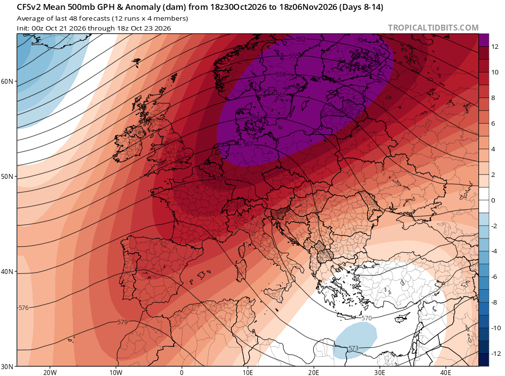 Vórtice polar pode enfraquecer de forma invulgar - será novembro o mês da mudança do tempo em Portugal? O modelo CFSv2 prevê, na primeira semana do mês, uma situação de bloqueio na Escandinávia. Por vezes antecede mudanças na circulação Atlântica, favorecendo também depressões do tipo "cut-off"