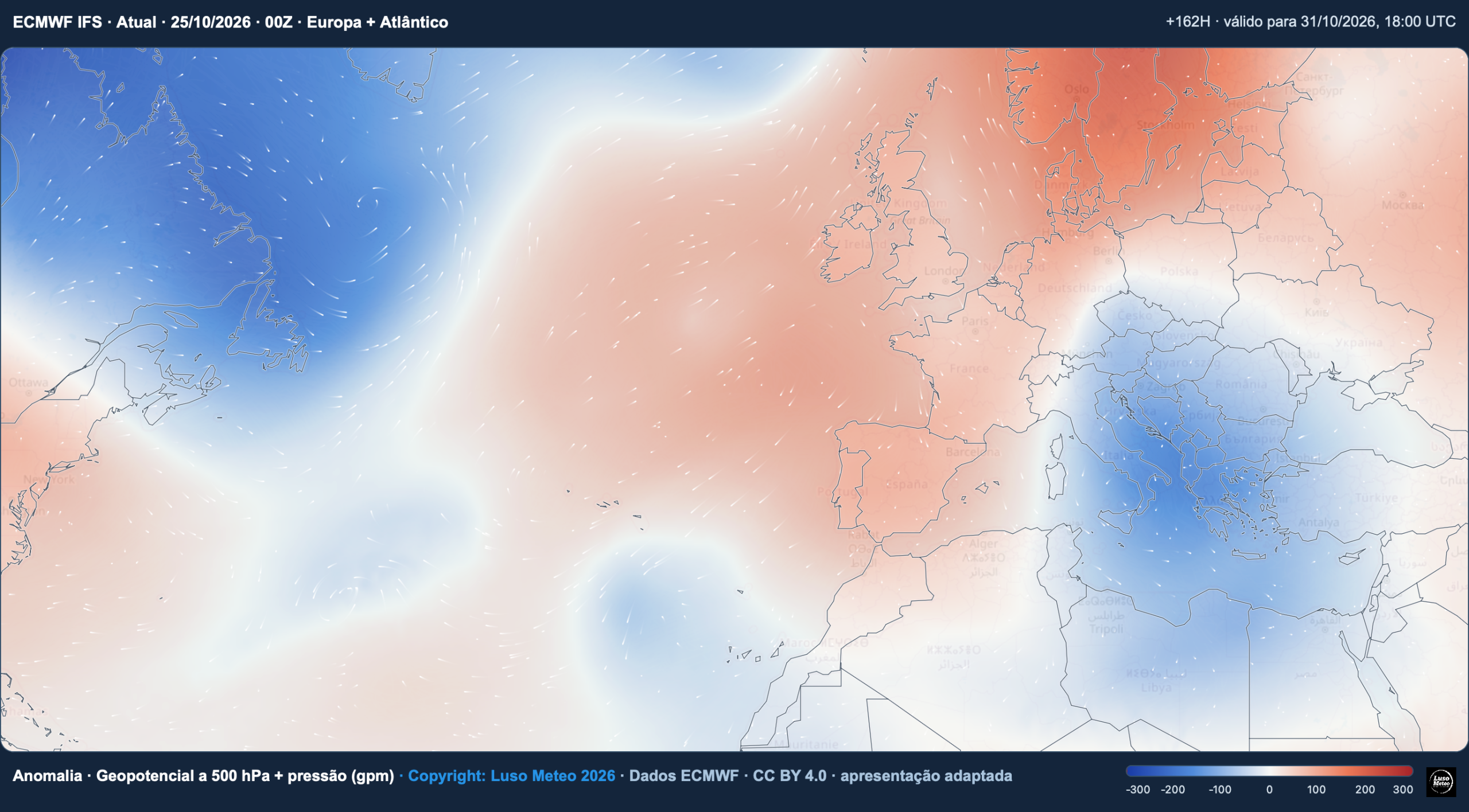 O tempo já não é o que era... Esta semana vai lembrar o Verão, novamente... Tempo esta semana, 26 de outubro a 1 de novembro Possível depressão isolada (a azul) próxima da Madeira no final da semana - talvez alguma instabilidade?