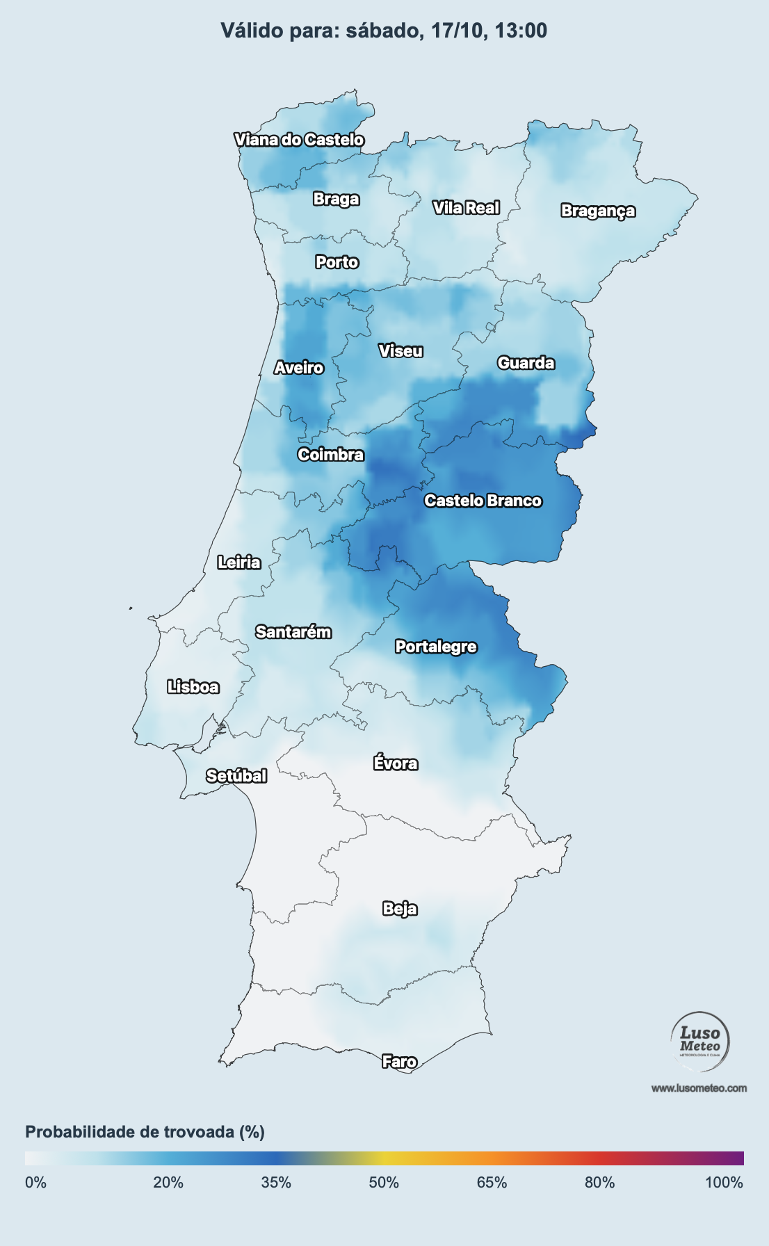 Trovoadas no fim-de-semana (17-18 de outubro)