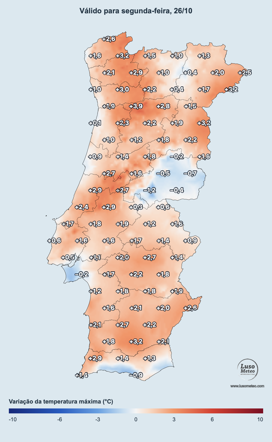 Depois de um final de semana ameno podemos registar uma subida das temperaturas mais significativa no início da próxima semana (dia 26)