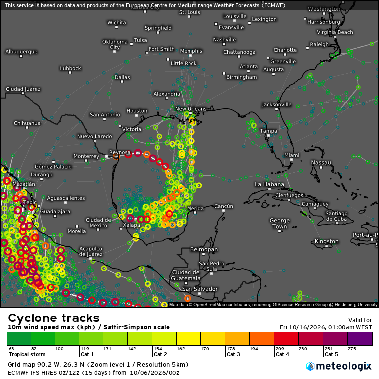 Provável furacão Isaias e trajetórias previstas pelo ECMWF-EPS