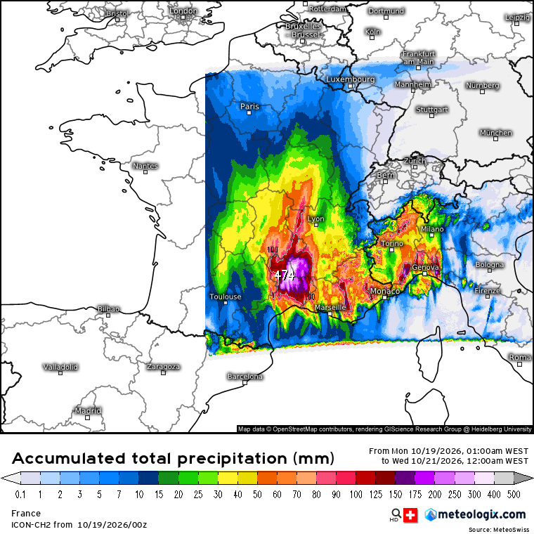 Semana louca no tempo na Europa - tempestades no Sul, ciclones mais a Norte - como fica Portugal nos próximos dias? Tempestade com chuva extrema em pontos de França - previsão ICON-CH2